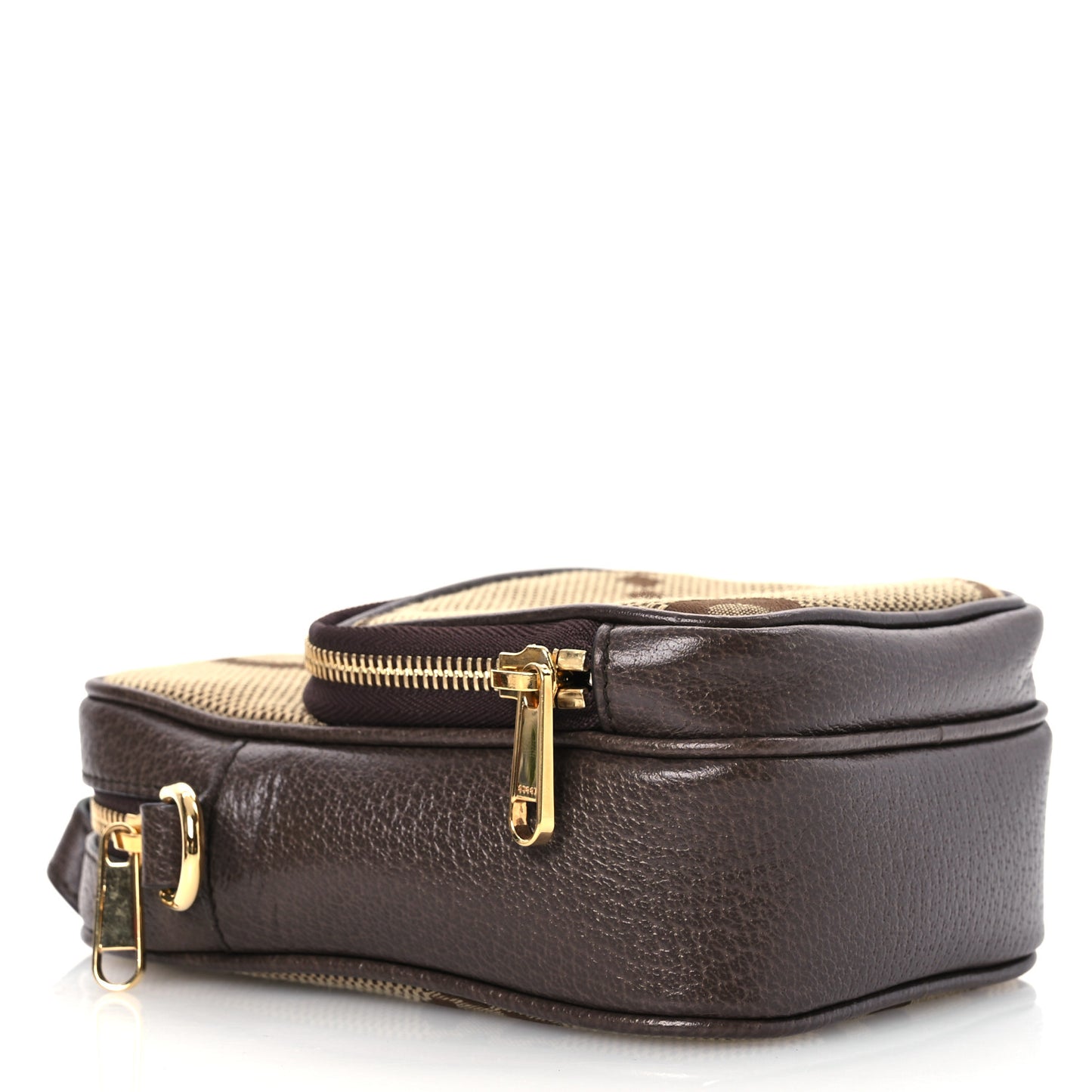 Monogram Jumbo GG Textured Dollar Calfskin Web Shoulder Bag Camel Ebony New Acero