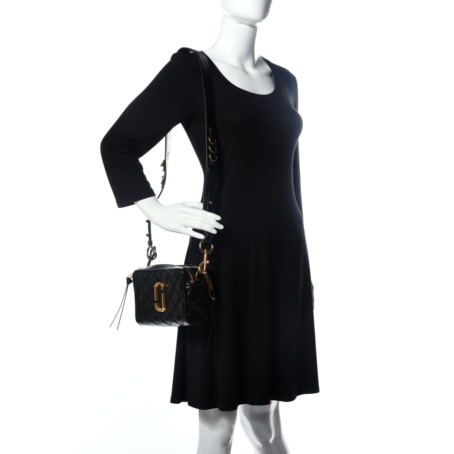 Natural Grain Calfskin Quilted The Softshot 21 Bag Black