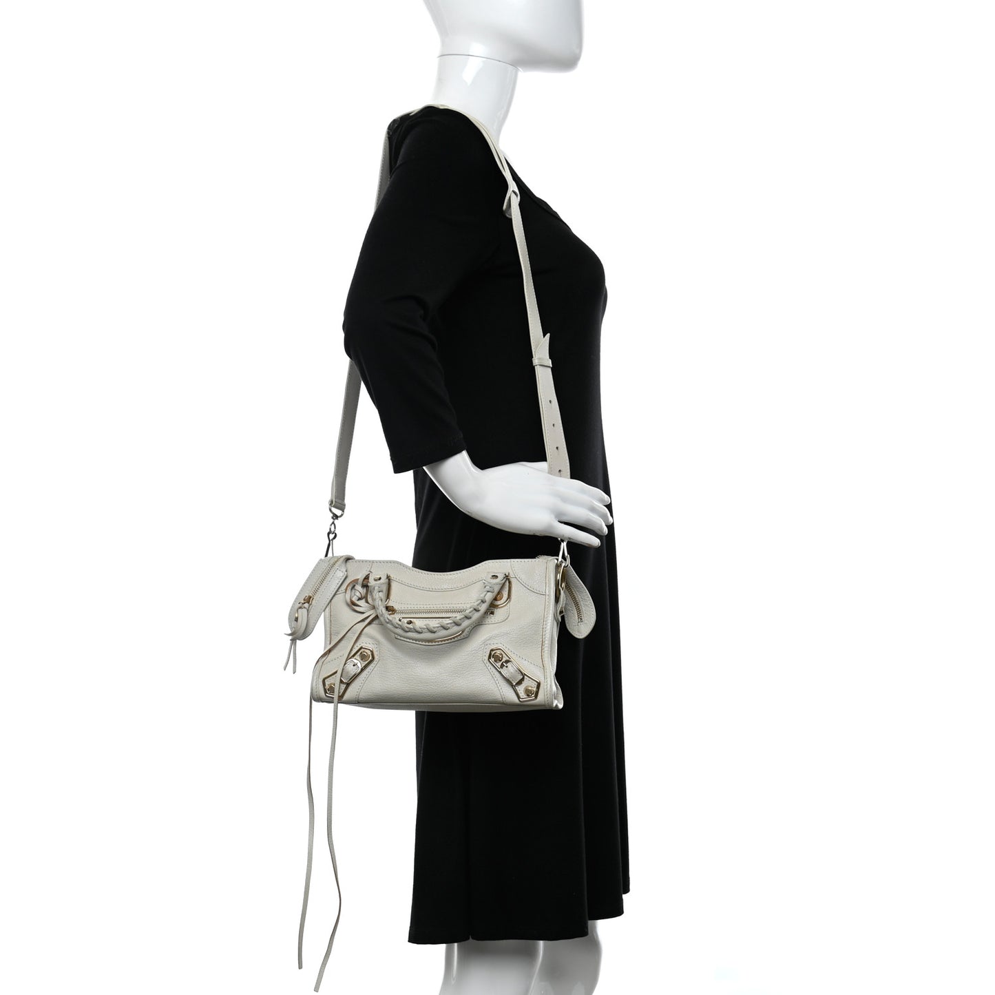 Chevre Gold Metallic Edge Hardware Mini City Ivory