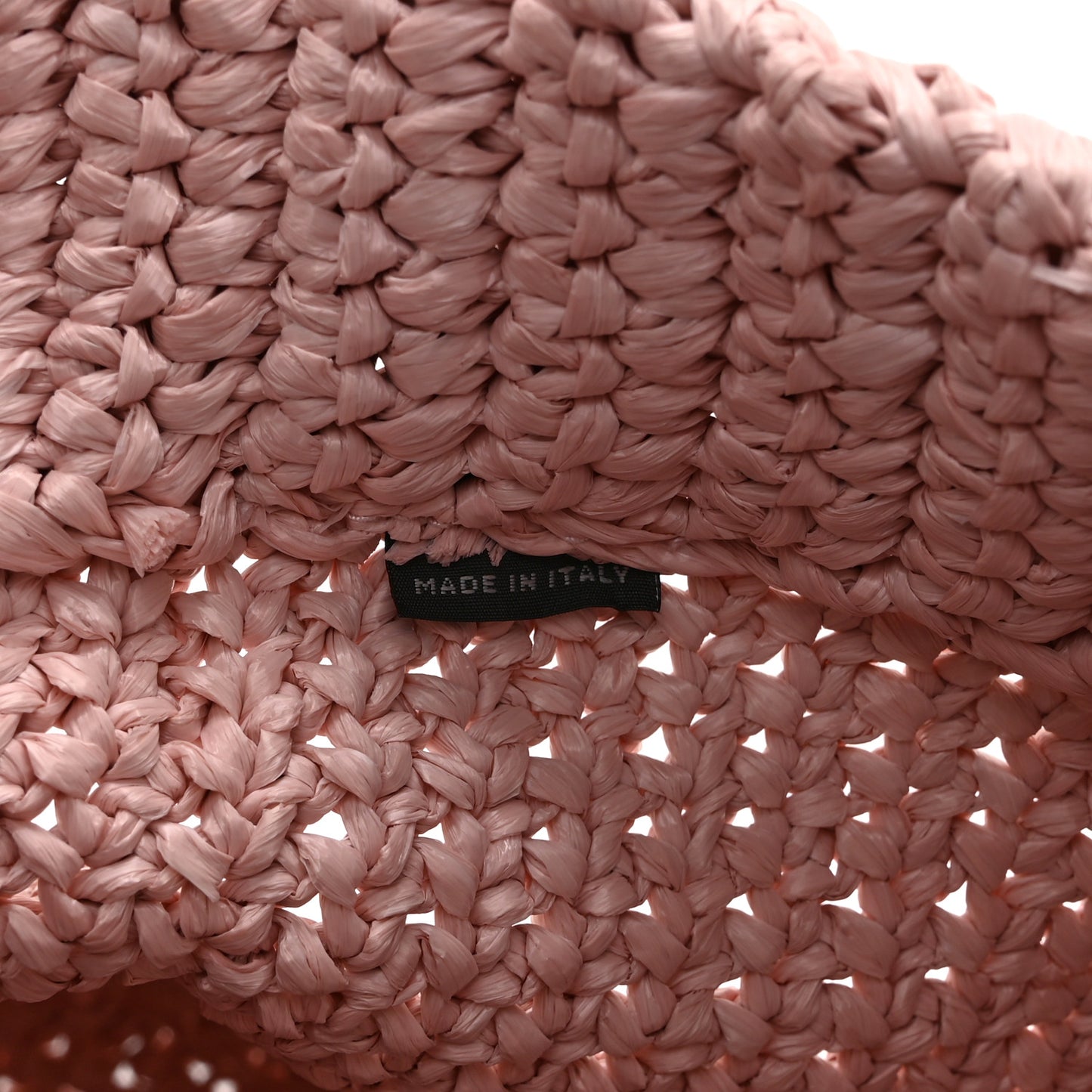 Yarn Raffia Effect Crochet Small Logo Tote Alabastro