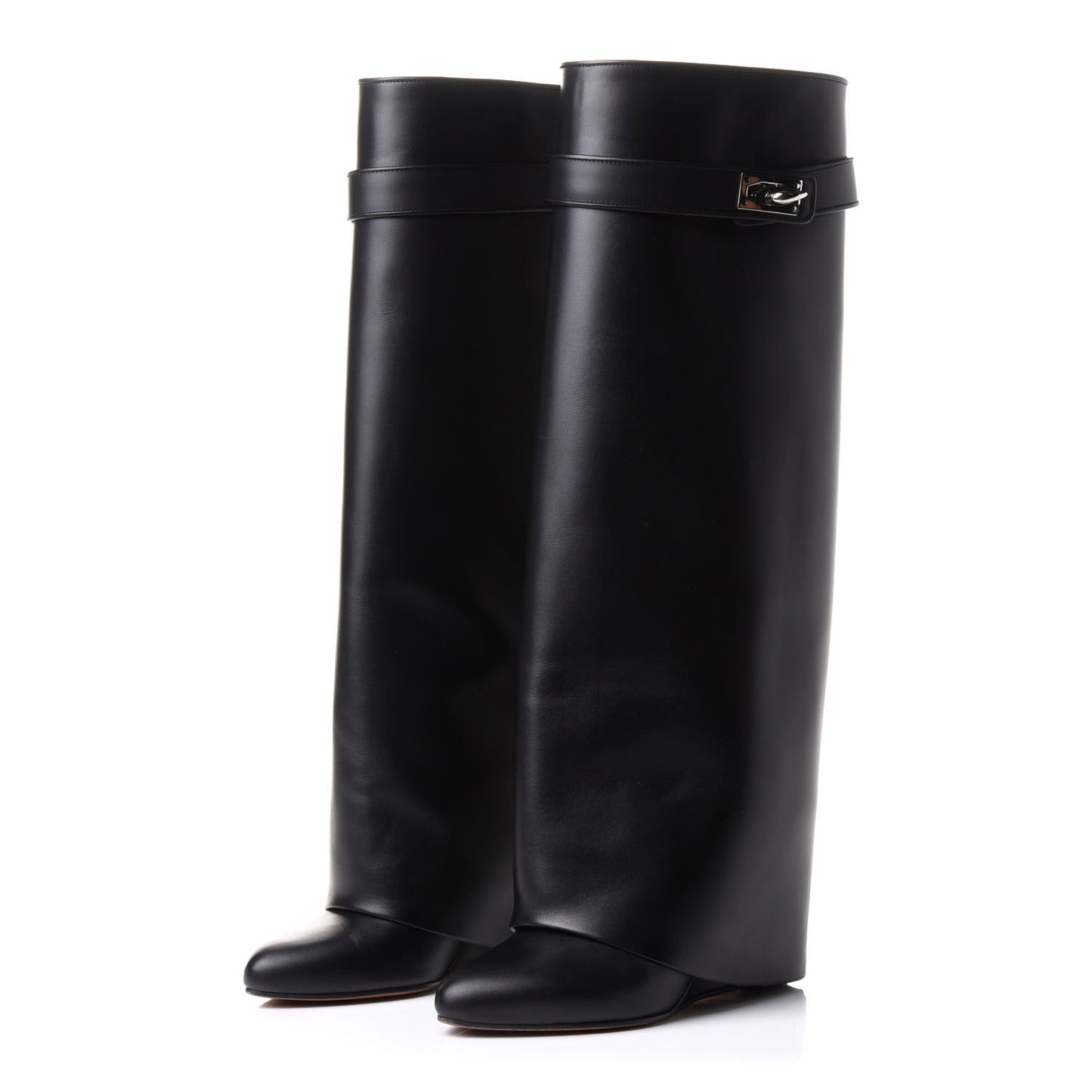Calfskin Shark Lock Pant Boots 37 Black