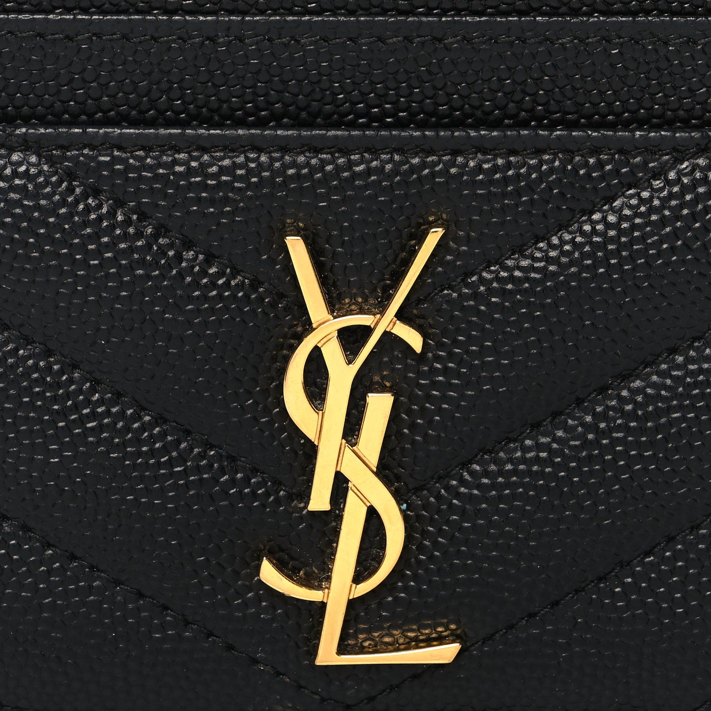 Grain De Poudre Matelasse Chevron Monogram Credit Card Case Black
