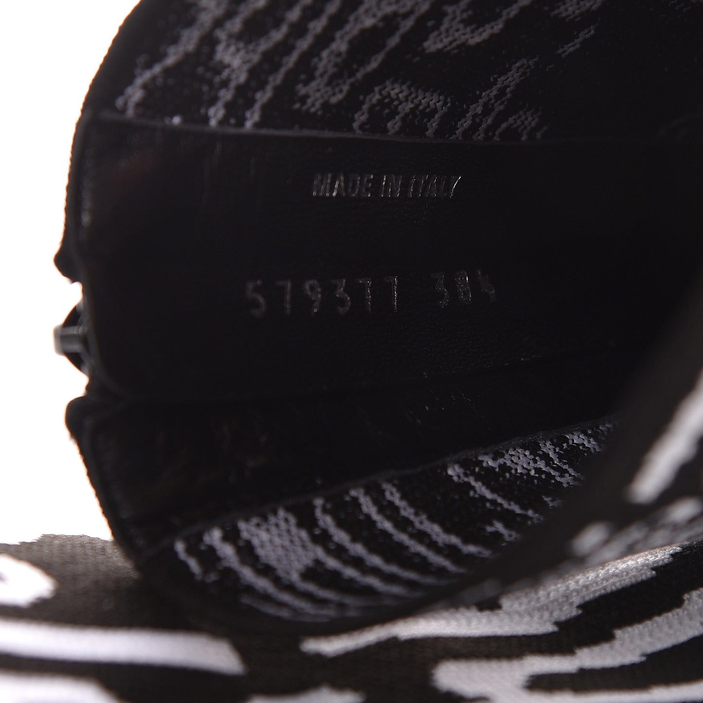 Knit Jacquard Curved Typo Booties 38.5 Black White