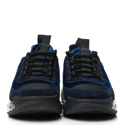 Chanel Suede Calfskin Velvet Grosgrain CC Sneakers 37 Navy Blue Black 2 of 9