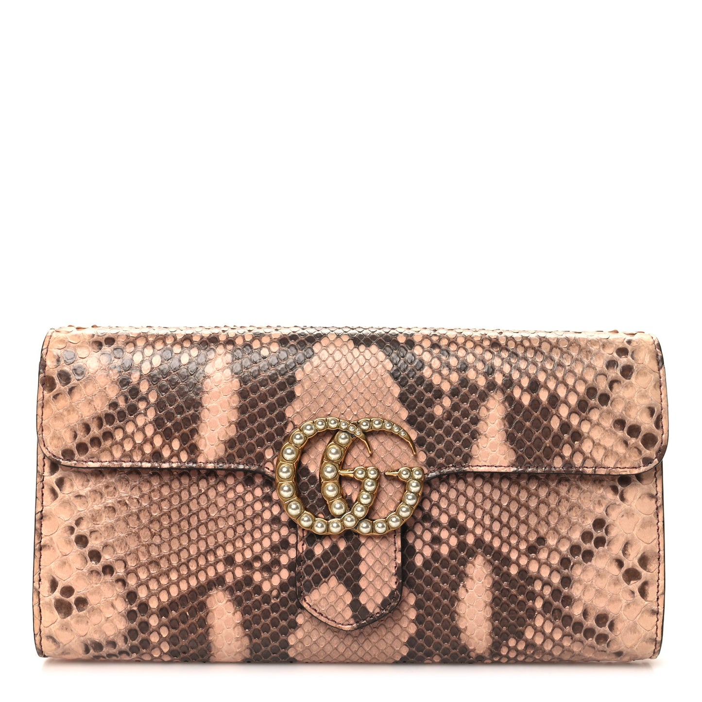 Snakeskin Pearly GG Marmont Clutch Taffy