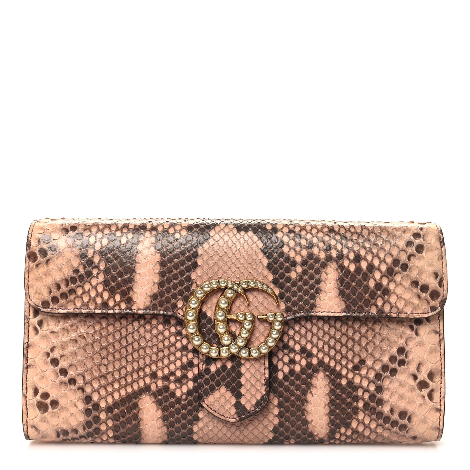 Gucci Snakeskin Pearly GG Marmont Clutch Taffy 1 of 12