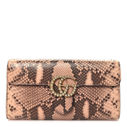 Gucci Snakeskin Pearly GG Marmont Clutch Taffy 1 of 12