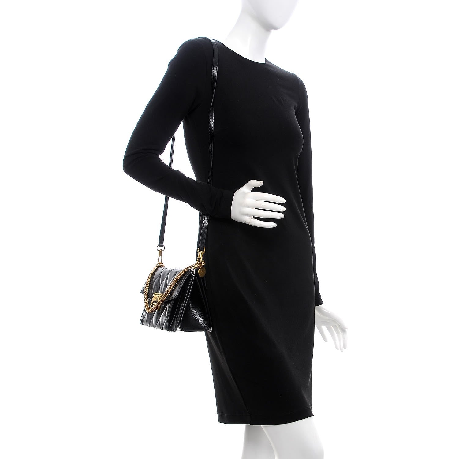 Givenchy Goatskin Quilted Small GV3 Shoulder Bag Black 2 of 6