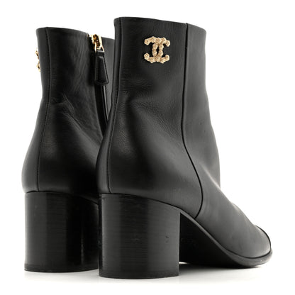 Chanel Calfskin CC Ankle Boots 38.5 Black 11 of 26