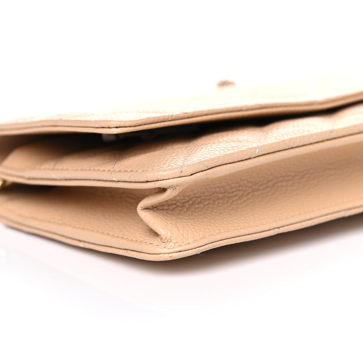 Caviar Quilted Wallet On Chain WOC Beige