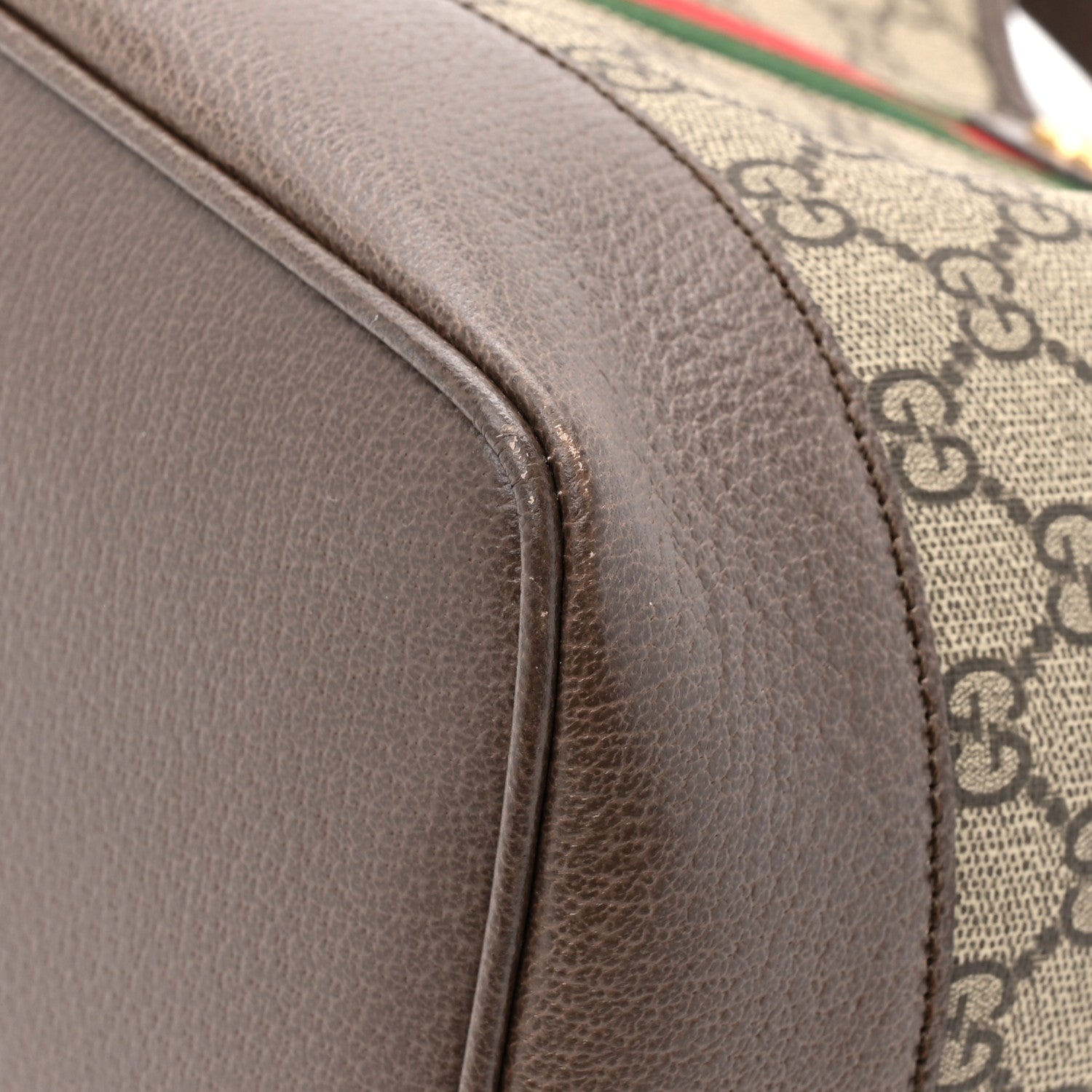 Gucci GG Supreme Monogram Textured Dollar Calfskin Web Large Ophidia Bucket Shoulder Bag Beige Ebony New Acero 22 of 23