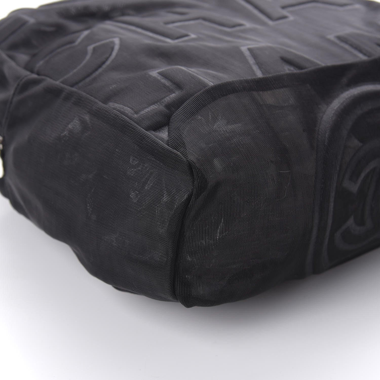 Chanel Mesh Nylon Logo Backpack Black 5 of 9