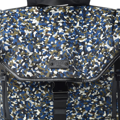 Fendi Nylon Vitello Elite Denim Granite Flap Backpack Military Black 10 of 10