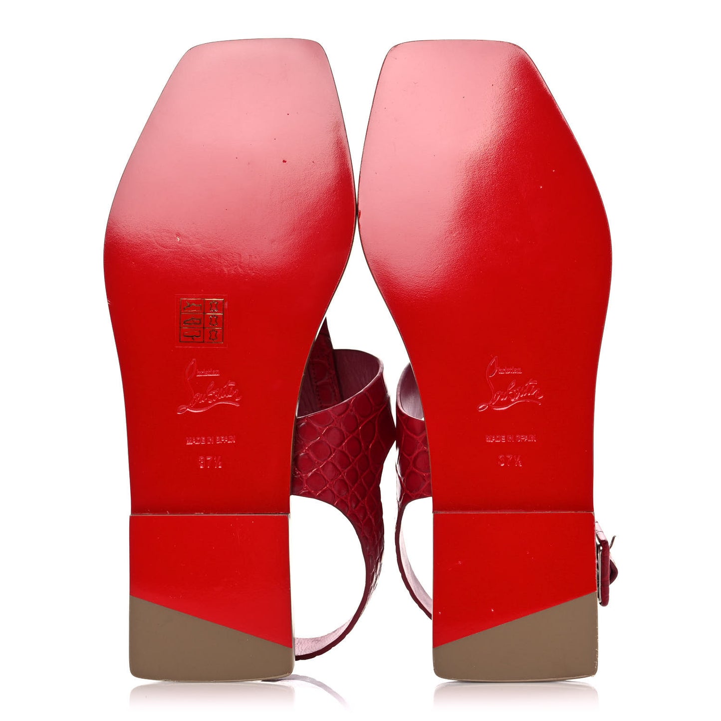 Calfskin Alligator Embossed Cubongo Flat Sandals 37.5 Persan