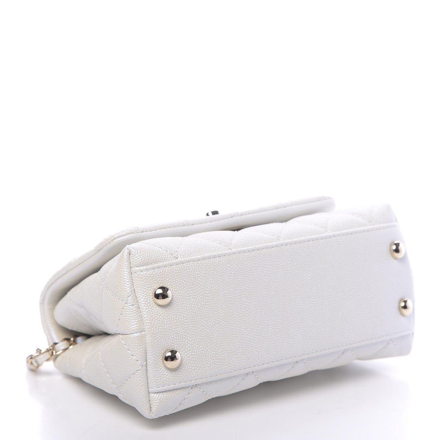 Iridescent Caviar Quilted Extra Mini Coco Handle Flap Ivory
