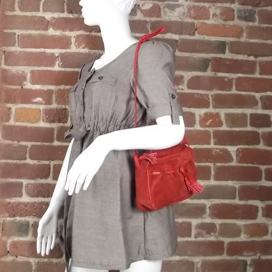 Vintage Suede Tassel Bag Red