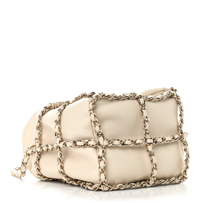 Chanel Lambskin Bucket Chain Drawstring Bag Beige 4 of 10