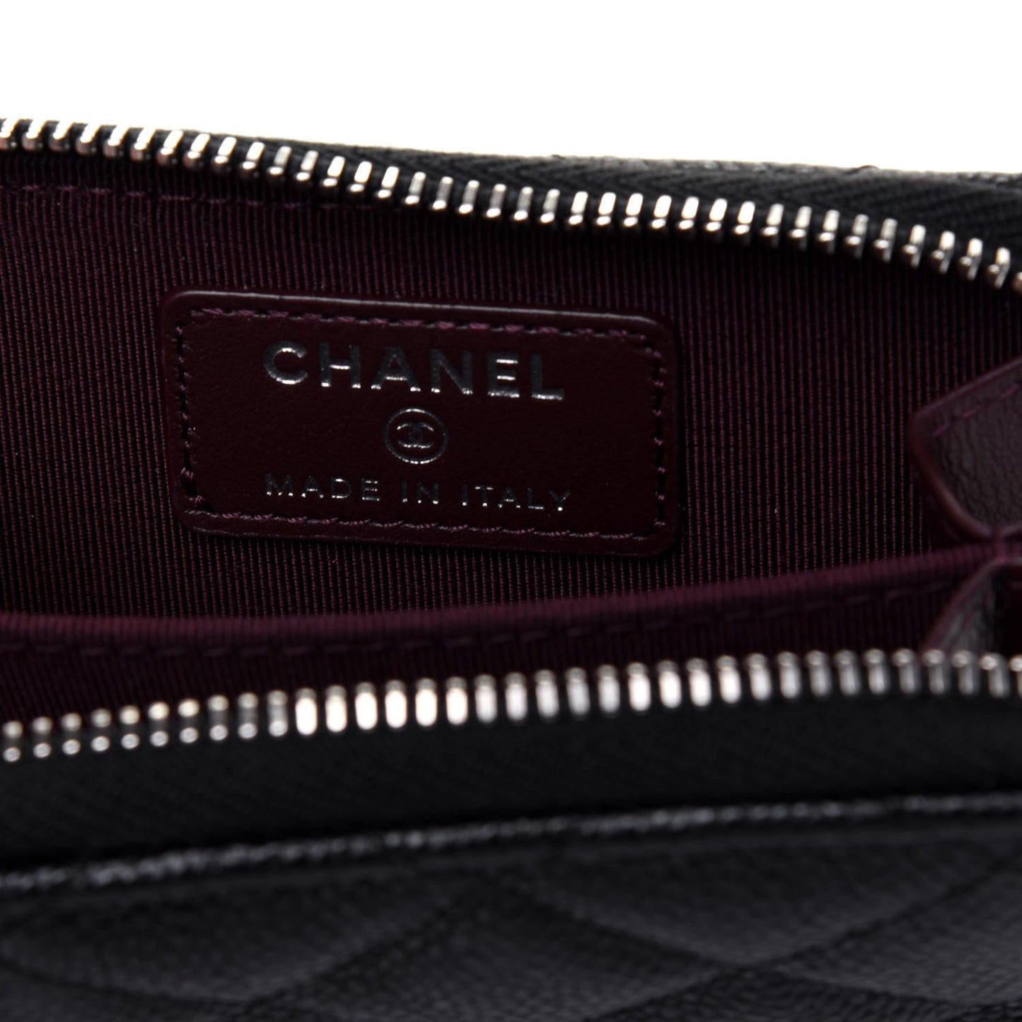 Caviar Quilted Zip Card Holder Black