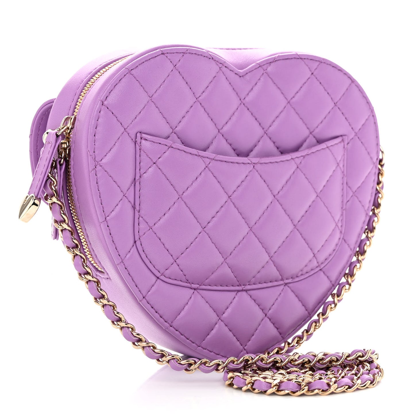 Lambskin Quilted CC In Love Heart Bag Purple