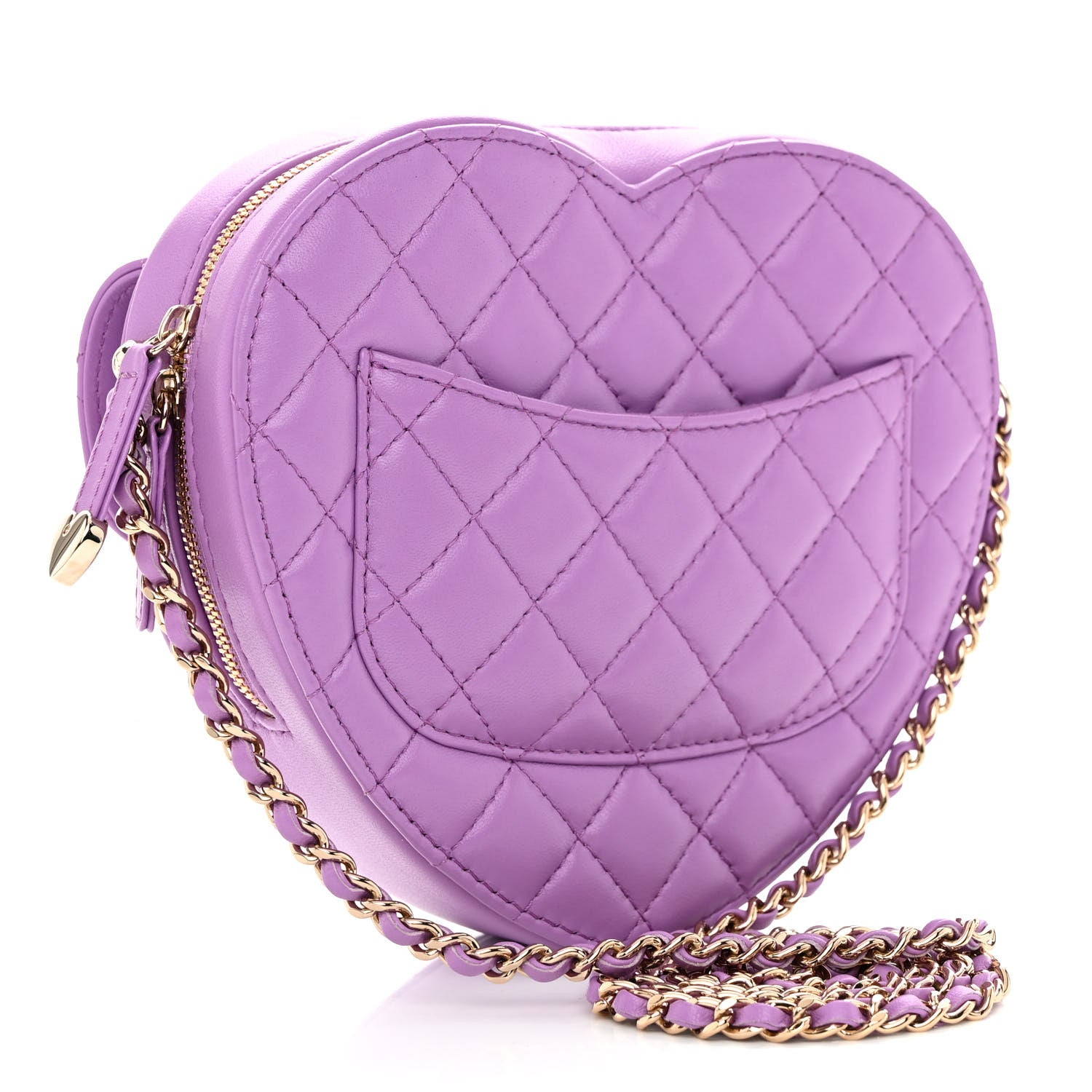 Chanel Lambskin Quilted CC In Love Heart Bag Purple 2 of 9