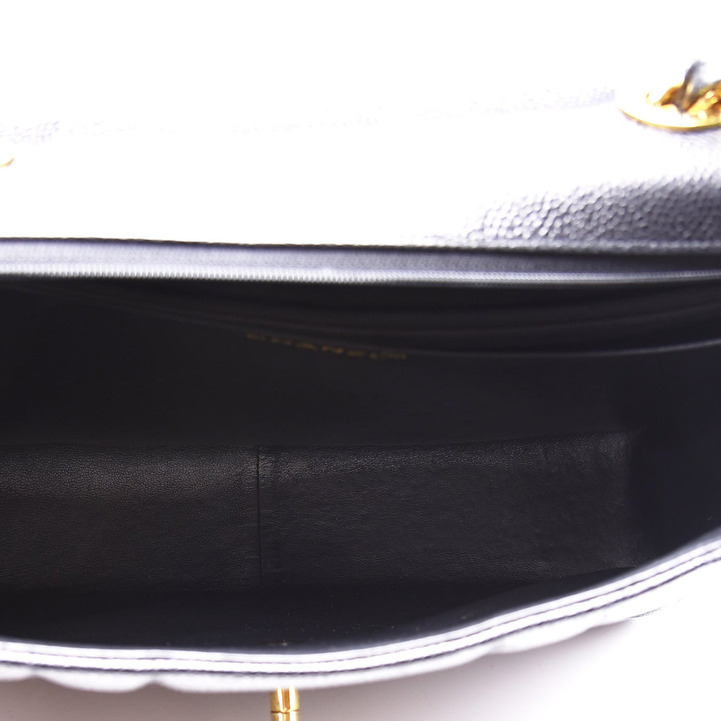 Caviar Vertical Quilted Jumbo Single Flap Black