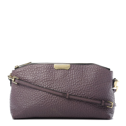 Burberry Signature Grain Calfskin Small Chichester Crossbody Clutch Bag Dark Plum 1 of 15