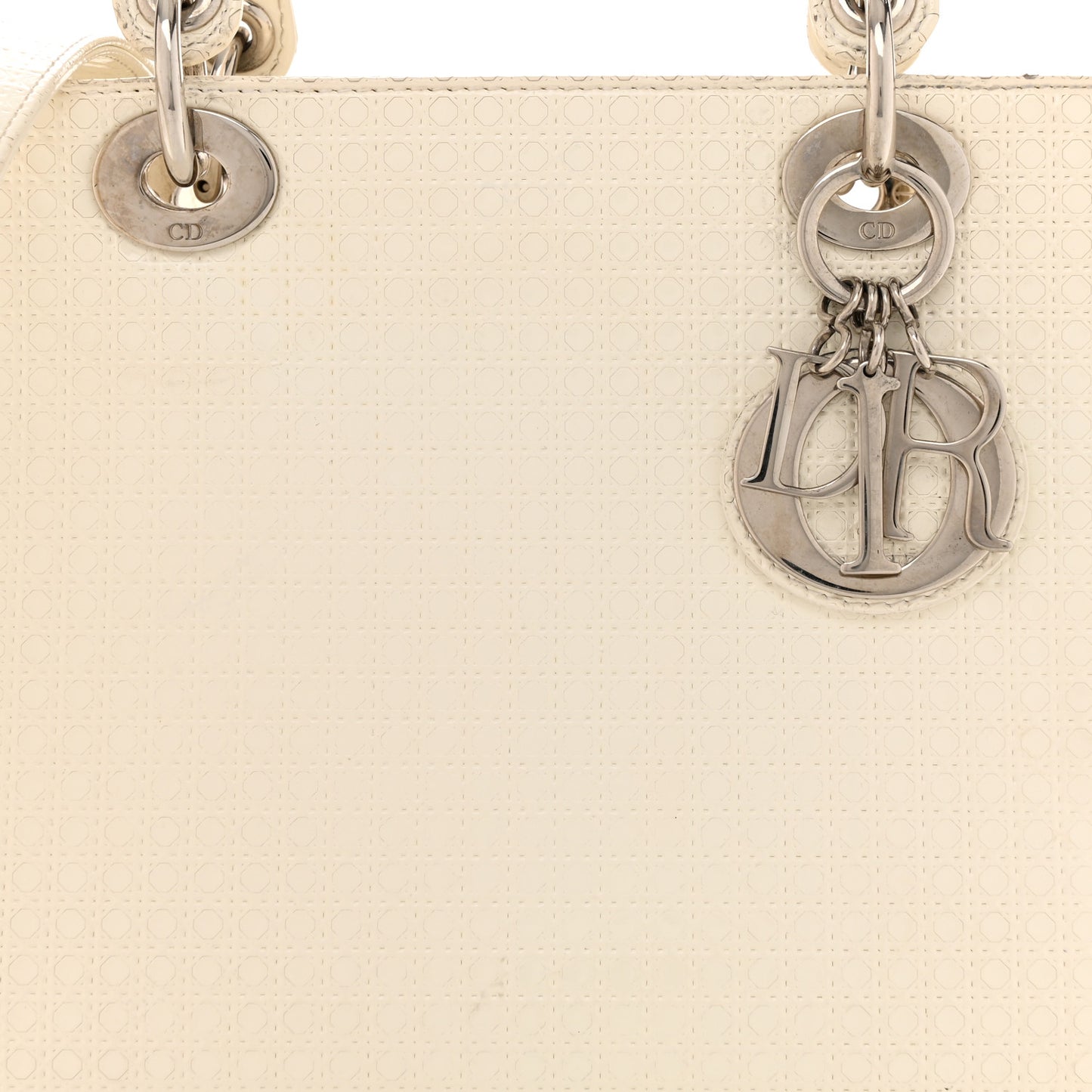 Patent Micro-Cannage Medium Lady Dior White