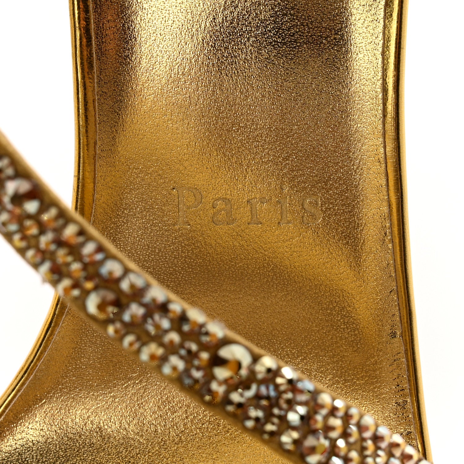 Christian Louboutin Metallic Nappa Embossed Crystal Rosalie 100 Sandals 37.5 Gold 9 of 10