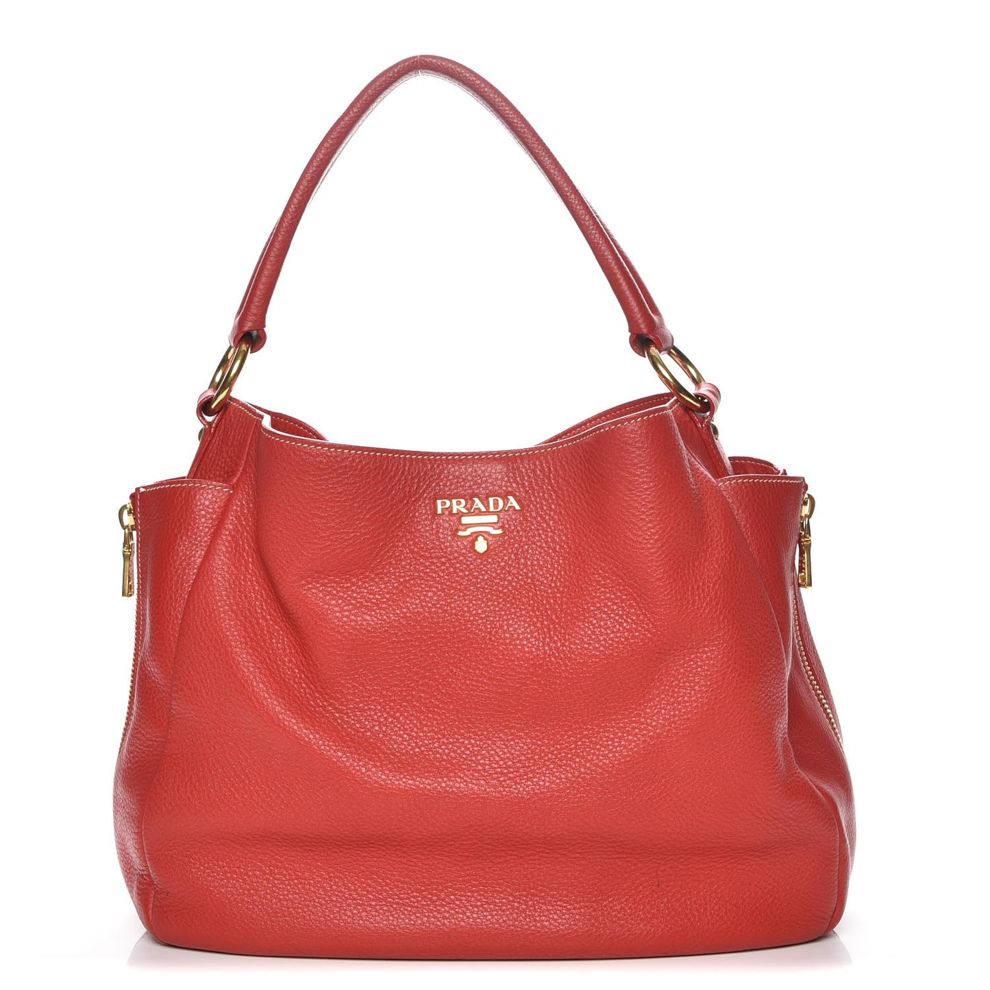 Vitello Daino Side Zip Pocket Hobo Fuoco