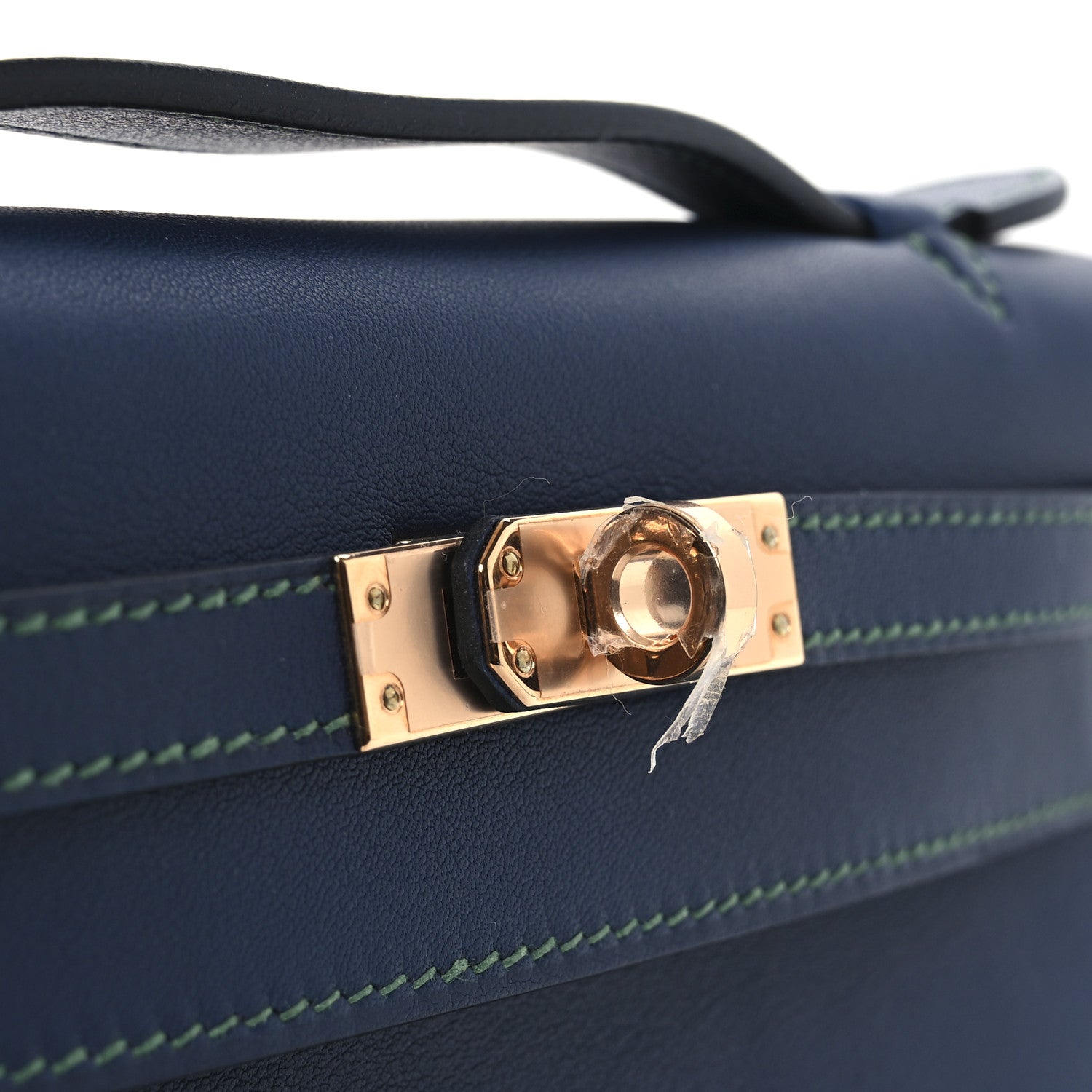 Hermes Swift Horseshoe Kelly Pochette Clutch  Bleu Navy Vert Vertigo 11 of 12