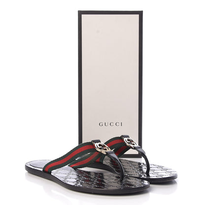 Gucci Nylon Guccissima Web Womens Thong Sandals 38.5 Green Red Black 11 of 11