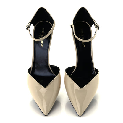 Saint Laurent Patent Anja 85 Ankle Strap Pointed Pumps 40 Coquille 5 of 11