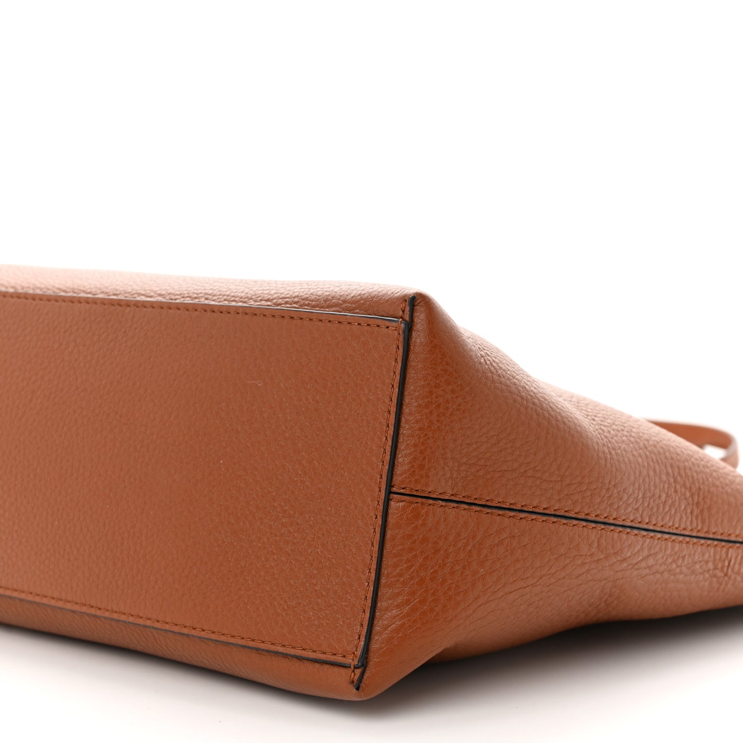 Grained Calfskin Rockstud Shoulder Tote Brown