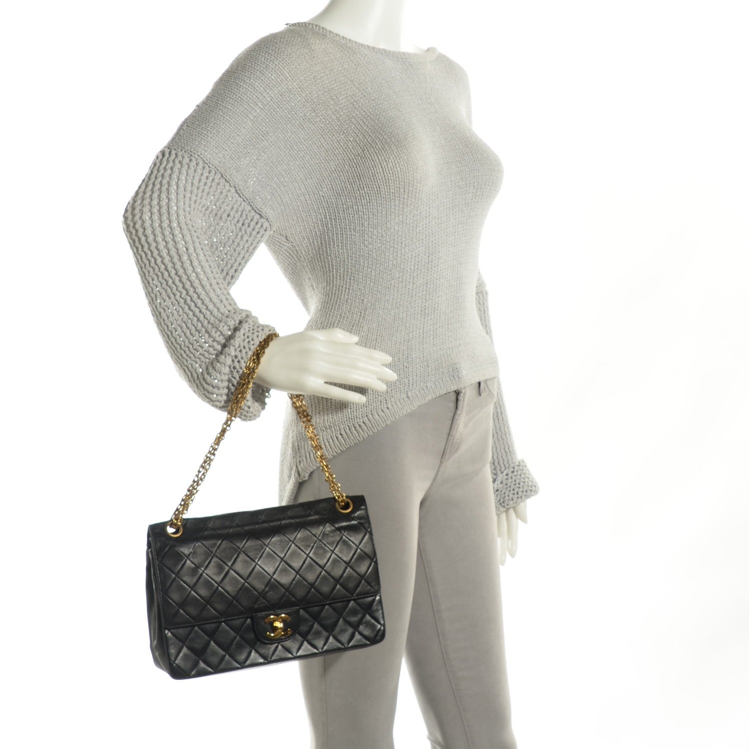 Chanel Lambskin Quilted Medium Double Flap Bijoux Chain Black 2 of 8