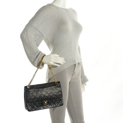 Chanel Lambskin Quilted Medium Double Flap Bijoux Chain Black 2 of 8