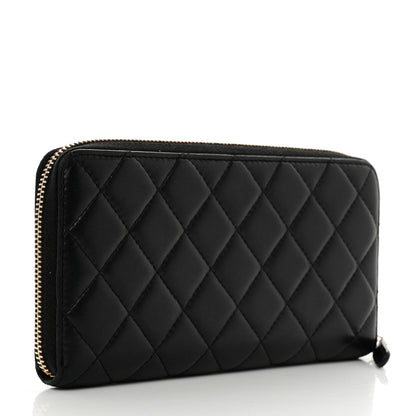 Chanel Lambskin Quilted Large Gusset Zip Around Wallet Black 3 of 8