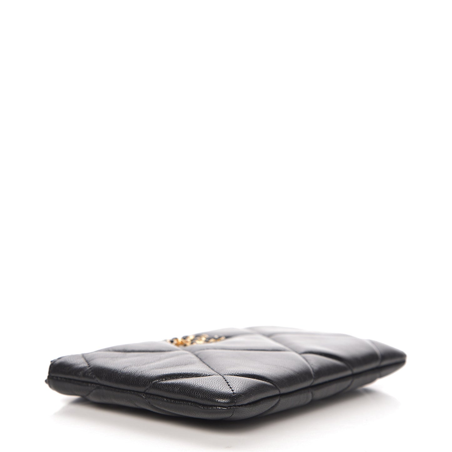 Goatskin Quilted 19 Cosmetic Case Black