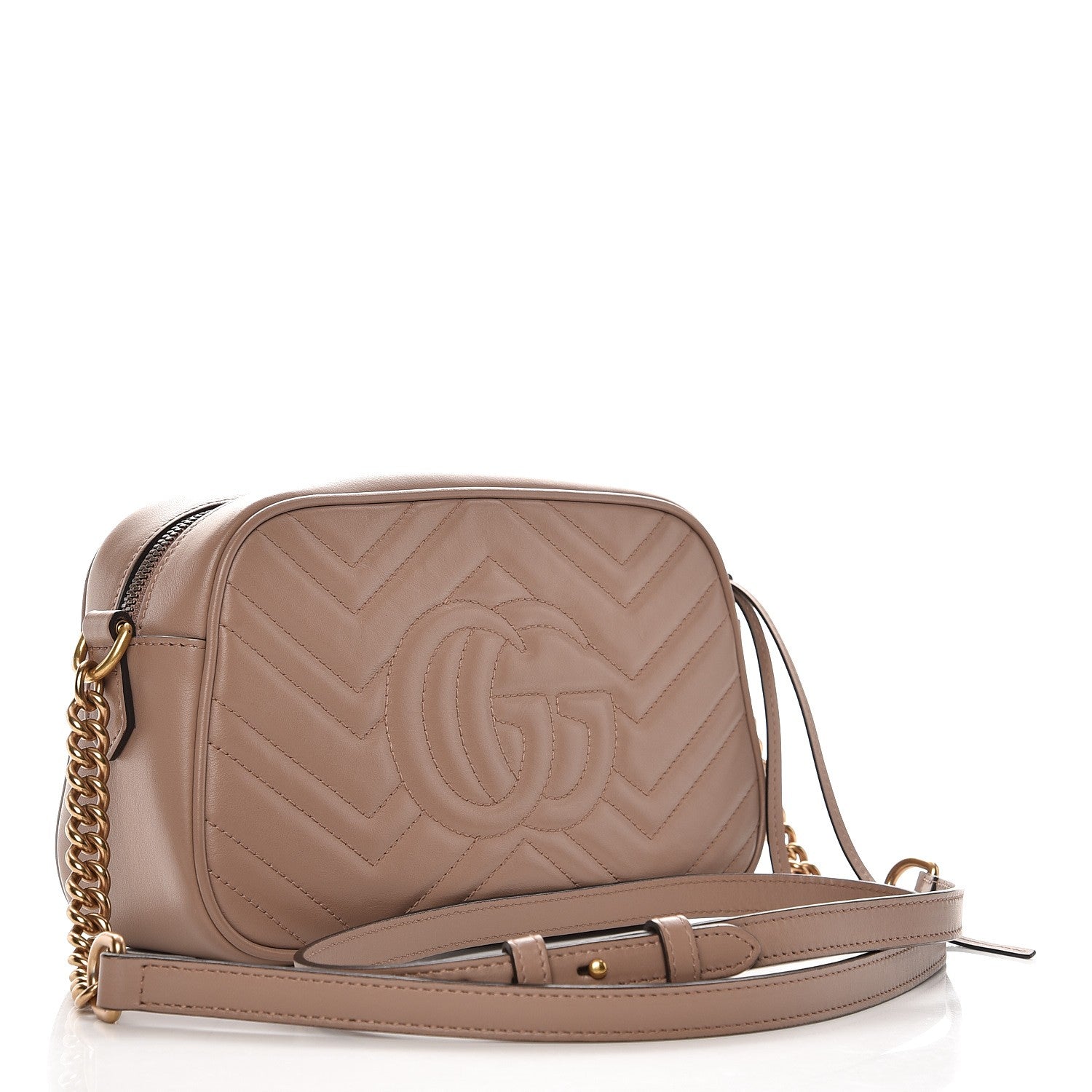 Gucci Calfskin Matelasse Small GG Marmont Chain Shoulder Bag Taupe 3 of 7