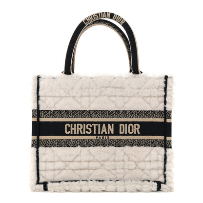 Christian Dior Shearling Cannage Small Book Tote Ecru Blue 1 of 14