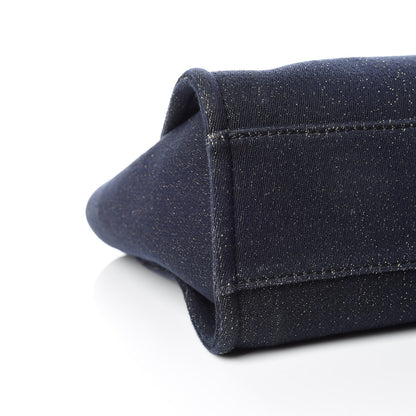 Chanel Lurex Canvas Small Deauville Tote Navy Blue Gold 5 of 10