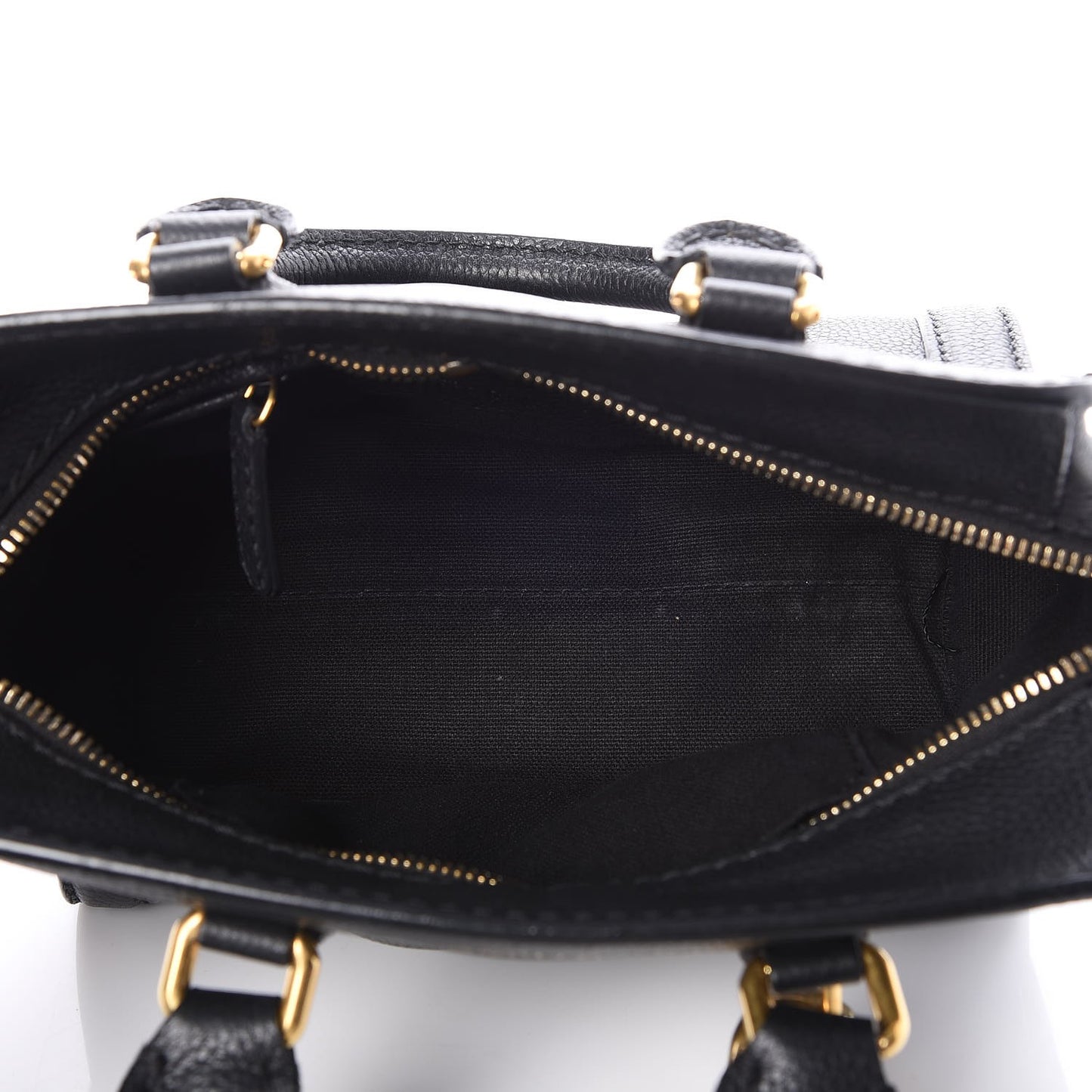 Pebbled Calfskin Mini Padlock Tote Black