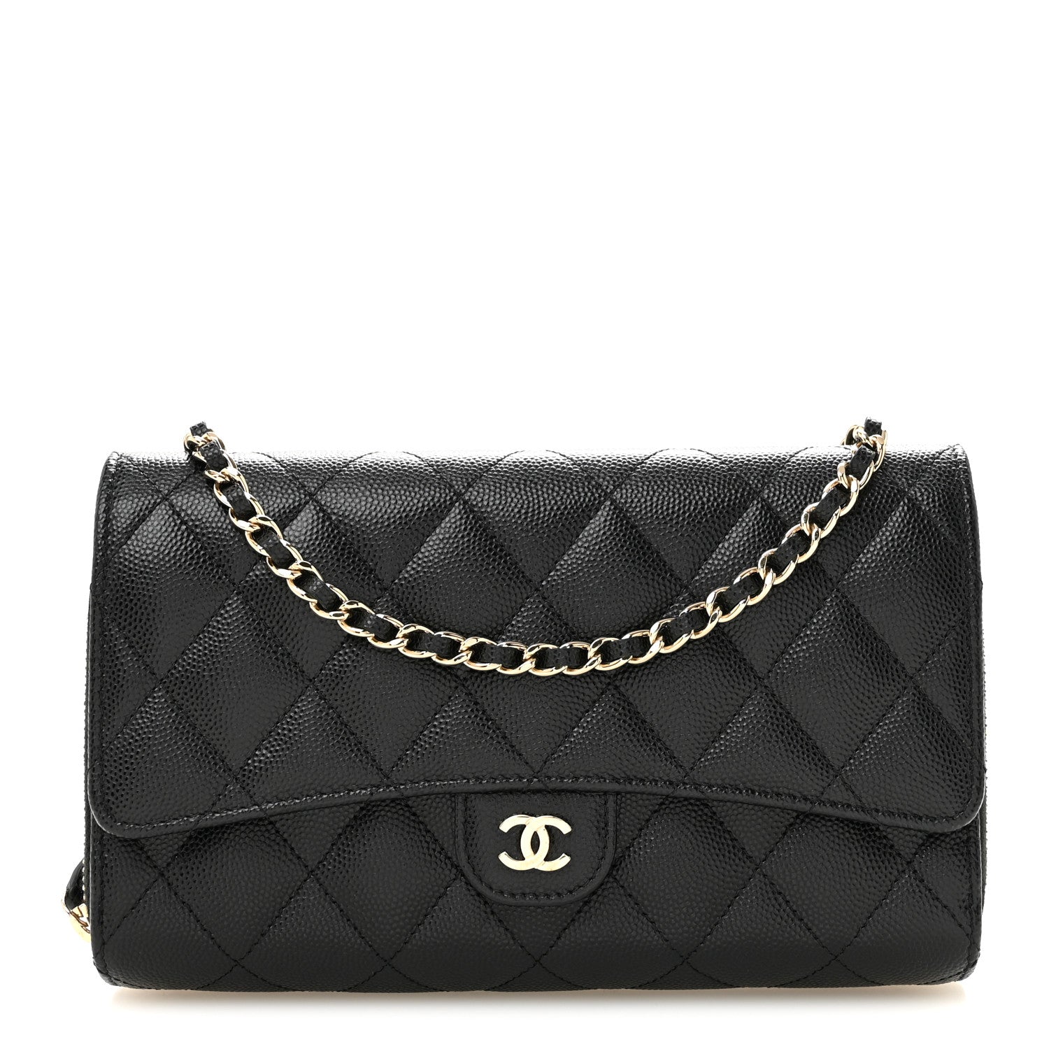Chanel Caviar Quilted Phone Holder Wallet on Removable Chain Black 1 of 15