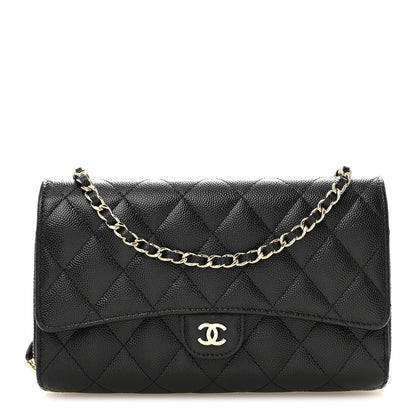 Chanel Caviar Quilted Phone Holder Wallet on Removable Chain Black 1 of 15