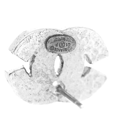Chanel Crystal Baguette CC Earrings Silver Grey 4 of 5