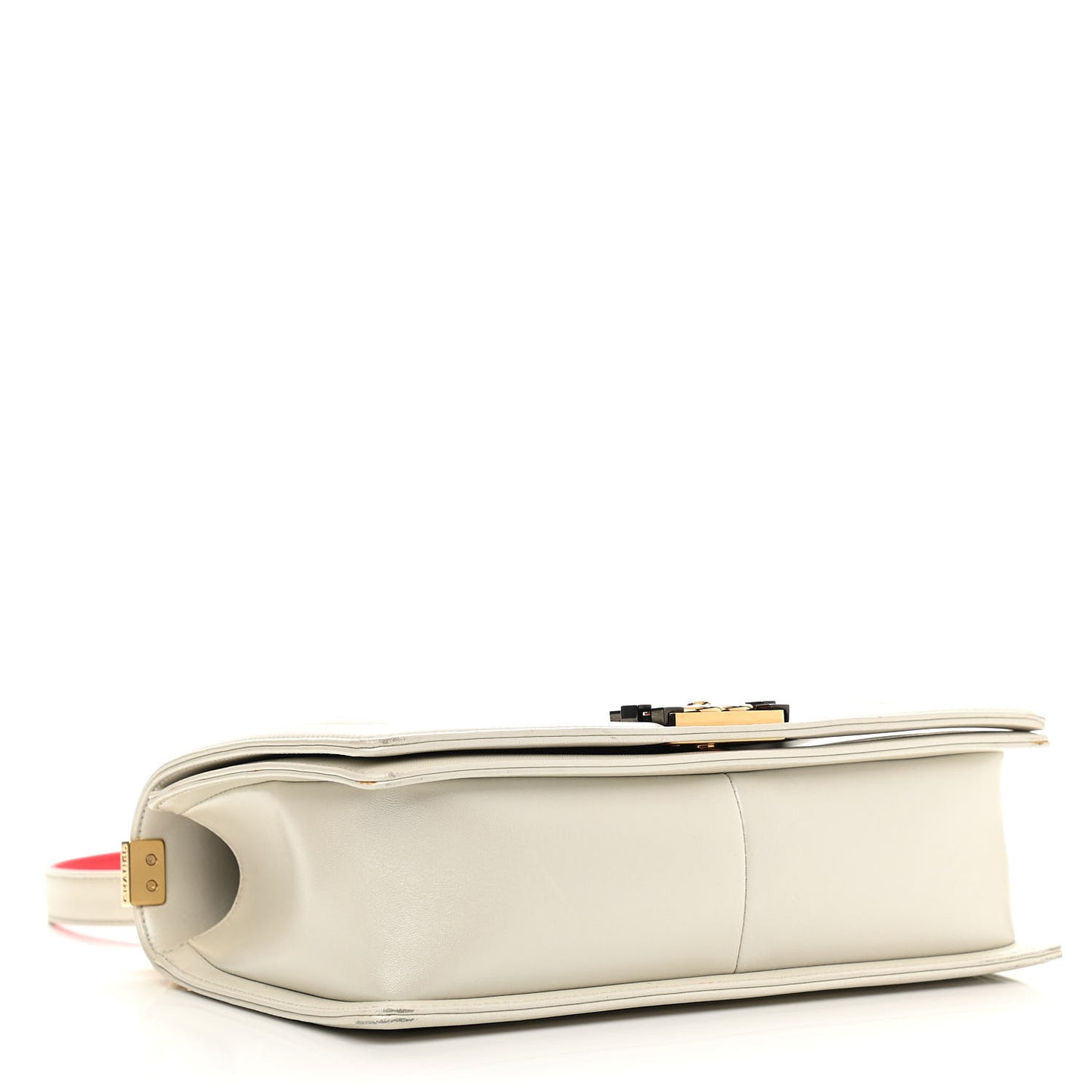 Lambskin Embossed New Medium Boy Cube Flap White