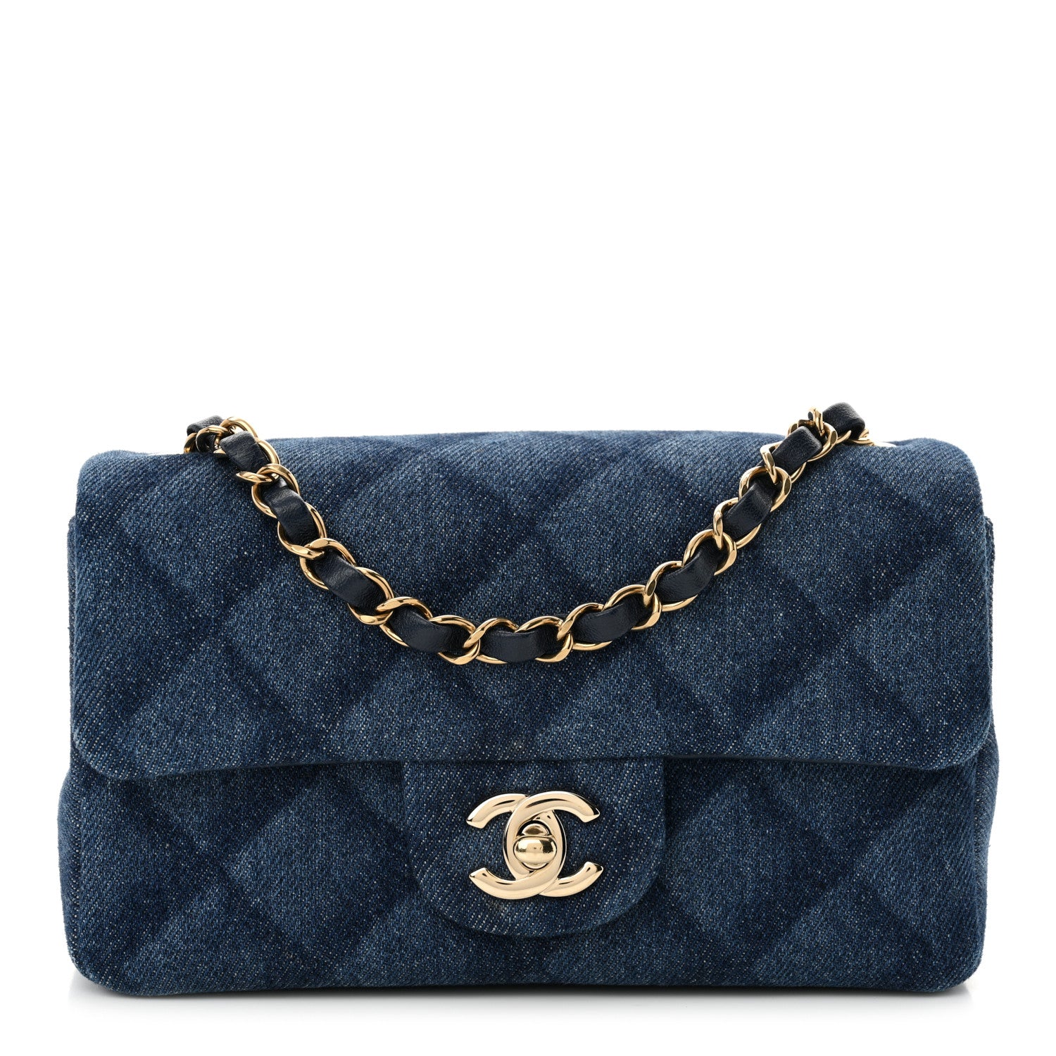 Chanel Printed Denim Quilted Mini Rectangular Flap Dark Blue 1 of 11