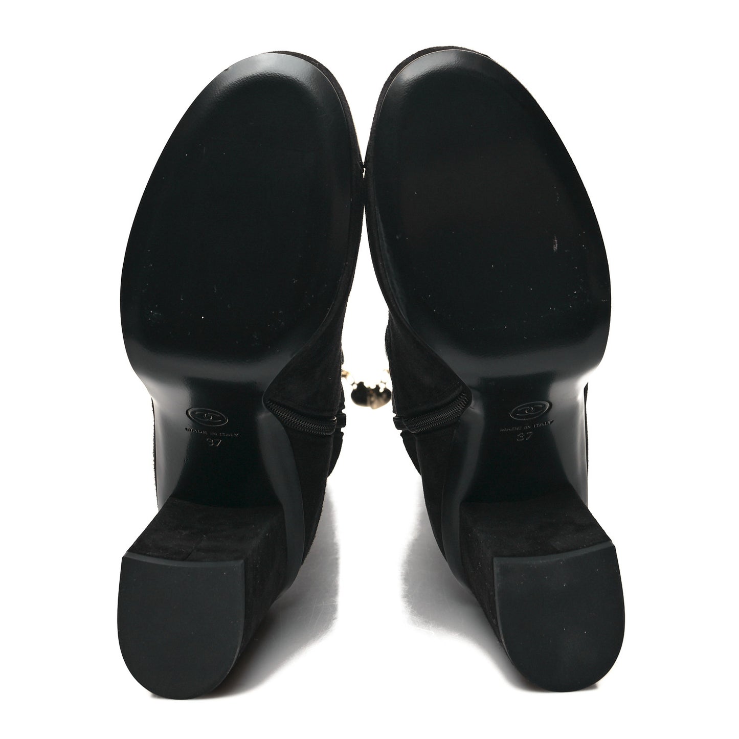 Suede Kidskin Patent CC Cap Toe Tall Boots 37 Black