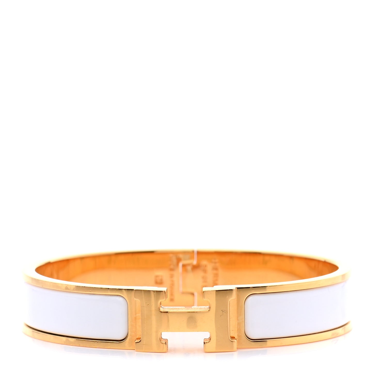 Enamel Narrow Clic Clac H Bracelet PM White