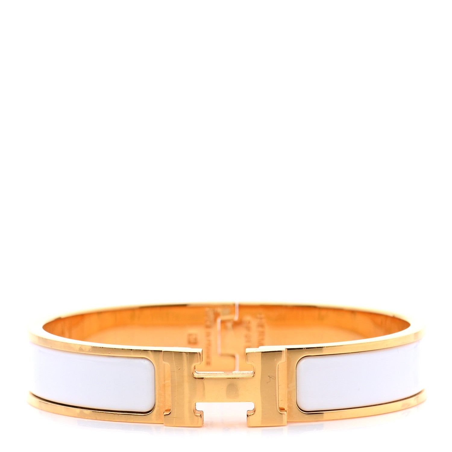 Hermes Enamel Narrow Clic Clac H Bracelet PM White 1 of 5