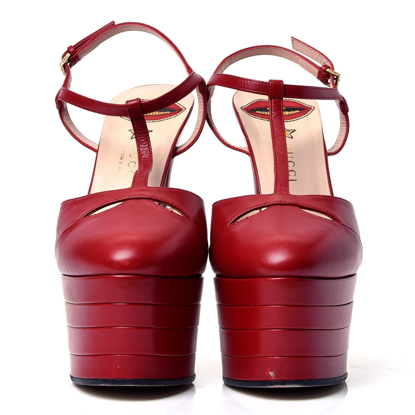 Malaga Kid T Strap Platform Pumps 40 Hibiscus Red